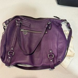 Coach Alexandra Purple Leather Convertible Satchel Bag